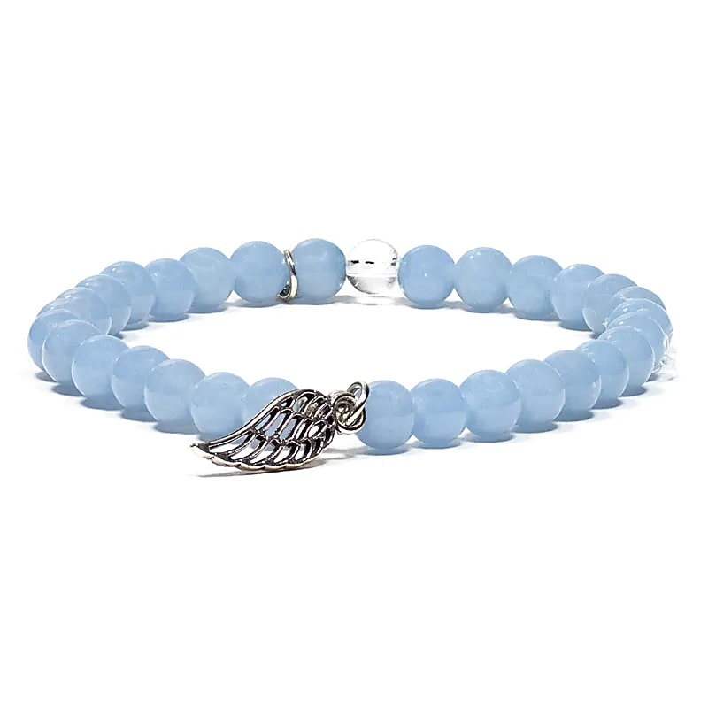 Armband - Angelit + Engelsflügel, elastisch