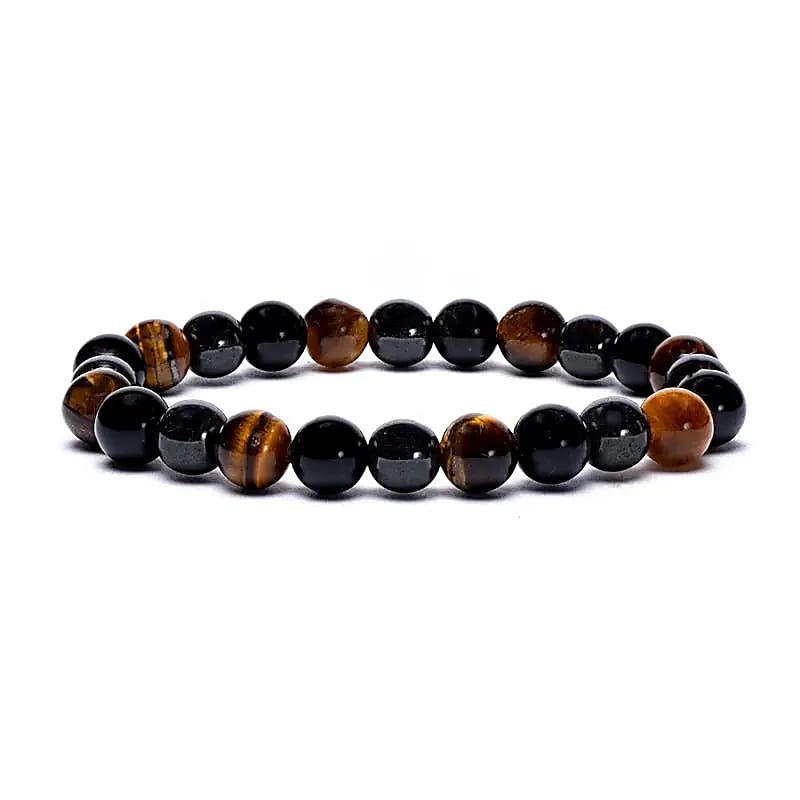 Armband - Hämatit, Obsidian und Tigerauge, dehnbar