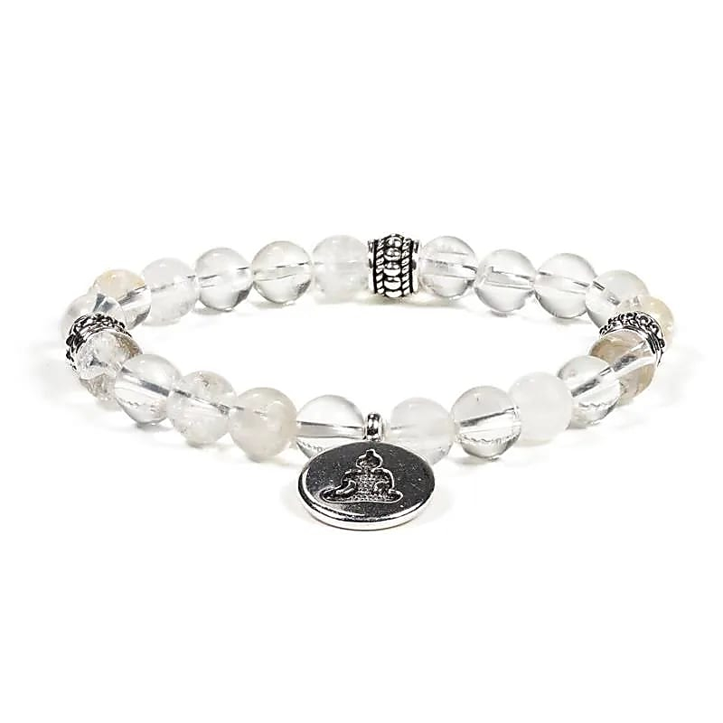 Armband - Klarer Quarz, Buddha