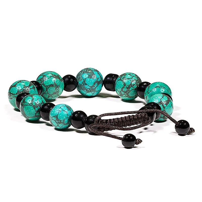 Armband - Türkis und schwarzer Achat, verstellbar