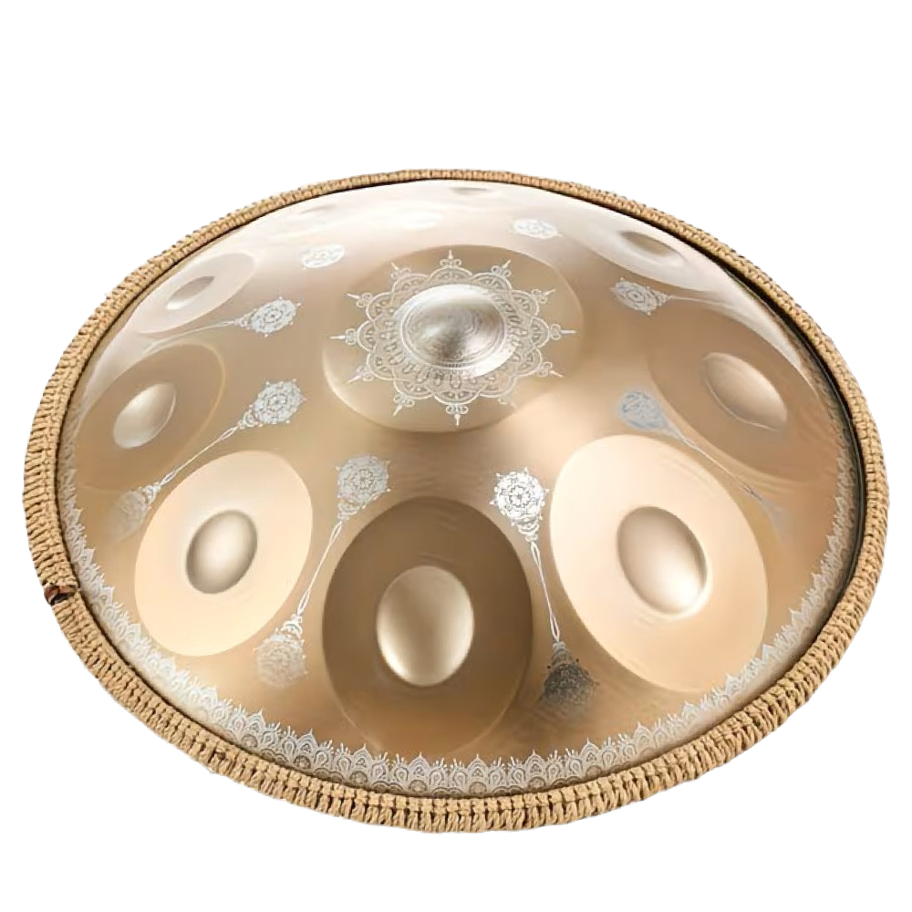 Authentische Handpan Mandala D-Moll 432 Hz 10 Töne 56 cm Gold