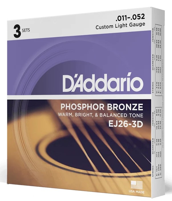 D'Addario EJ26 Phosphor Bronze - Saiten für Akustikgitarre 11-52