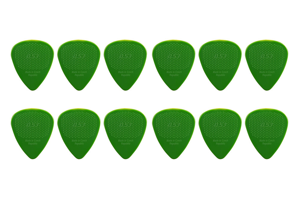 D-Grip Plektrum Grün 0,53 mm Set 12 Stück Nylon Janicek