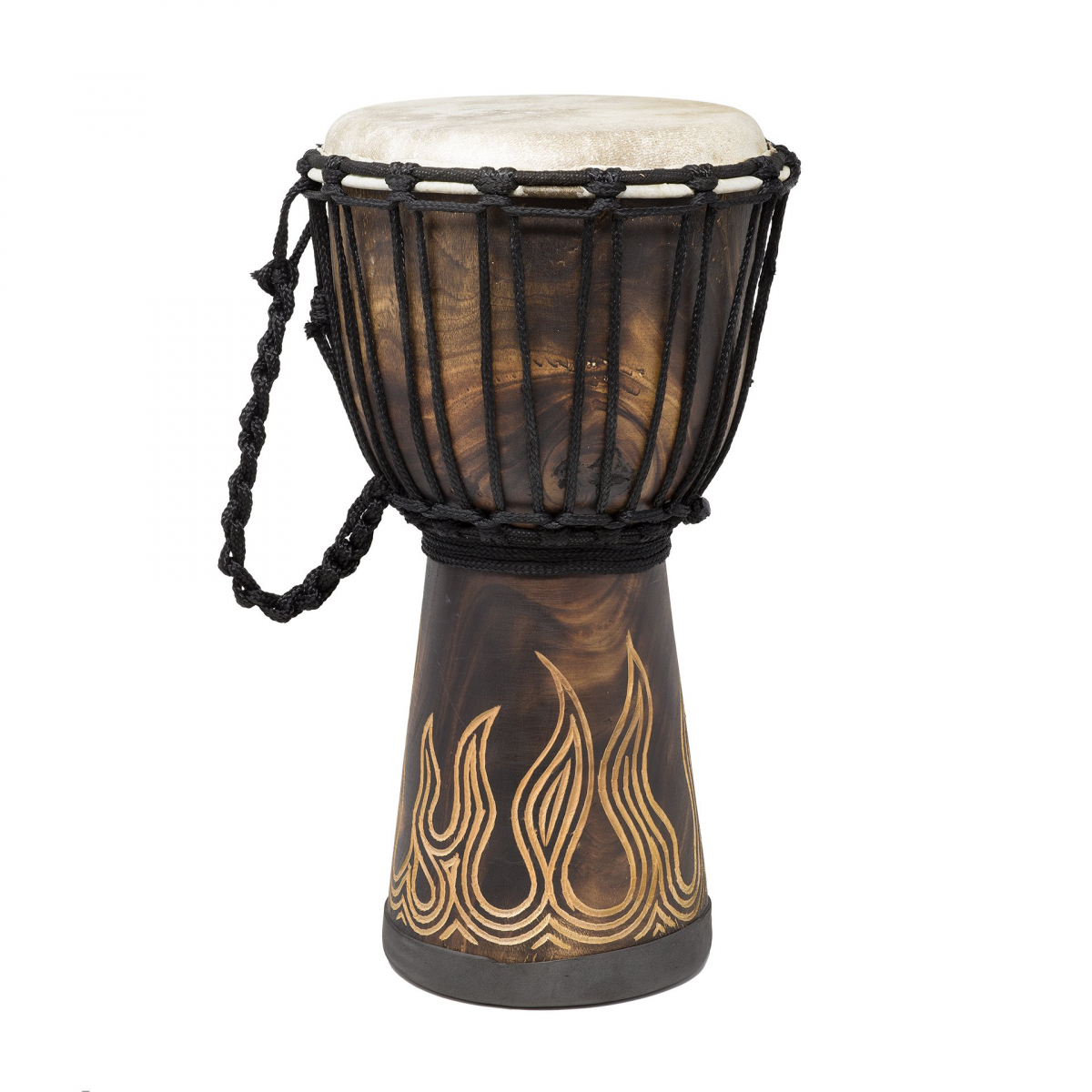 Djembe Bali Anfänger Mahagoni 40cm mit Feuer Schnitzerei
