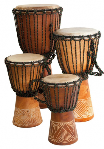 Djembe Bali Anfänger Mahagoni mit Schnitzerei 60cm
