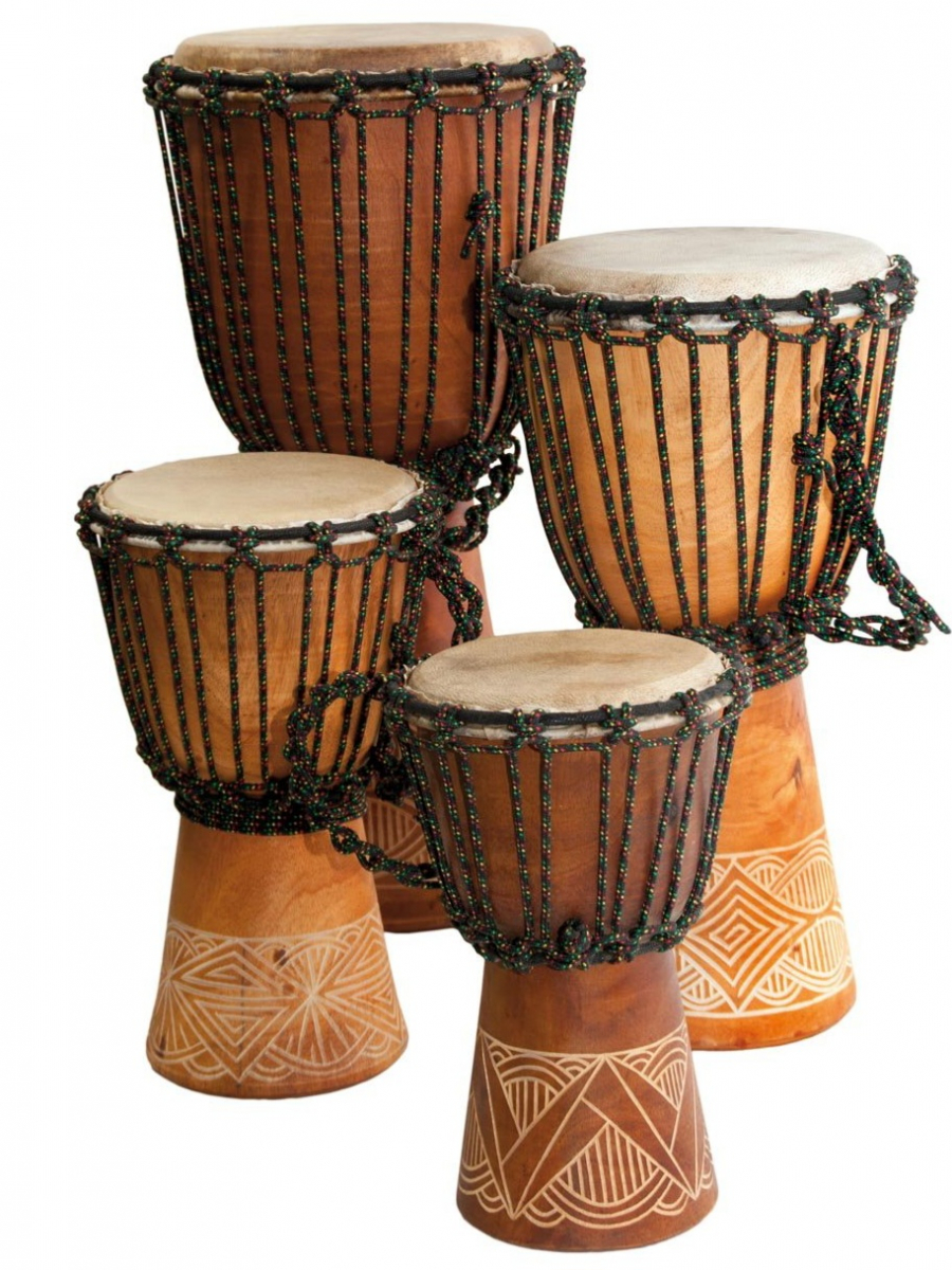 Djembe Bali Mahagon Anfänger 65 cm Geschnitzt