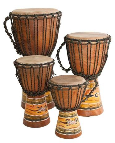 Djembe mit Aborigines-Muster Mahagoni 40 cm