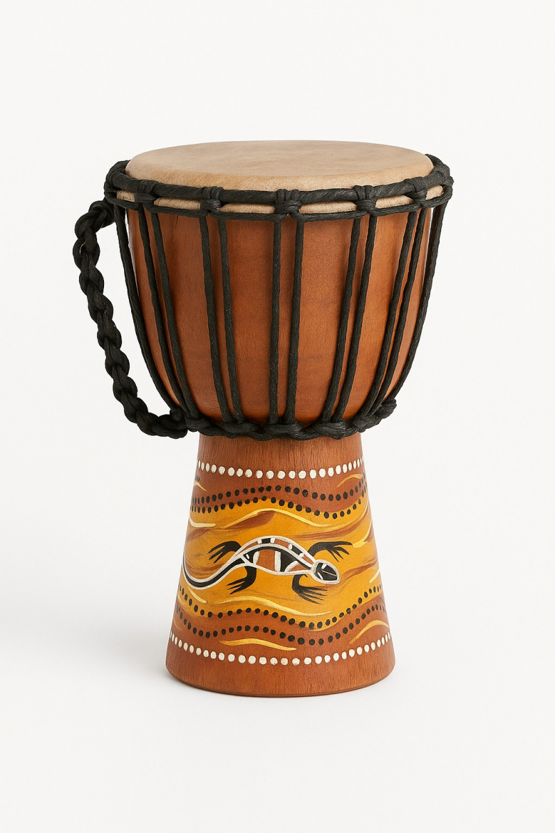 Djembe mit Aborigines-Muster Mahagoni 40 cm