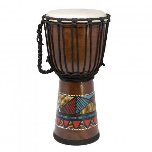 Djembe mit afrikanischer Malerei aus Mahagoni 40 cm