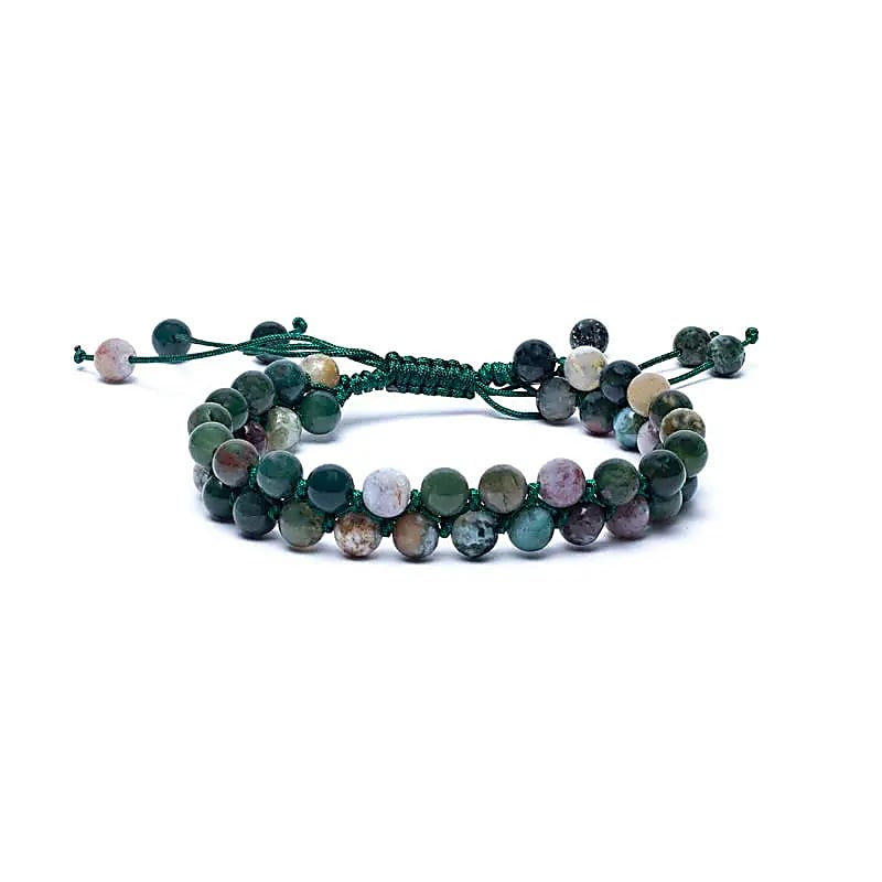 Doppelreihiges Achats-Armband – verstellbar, 6mm Steine