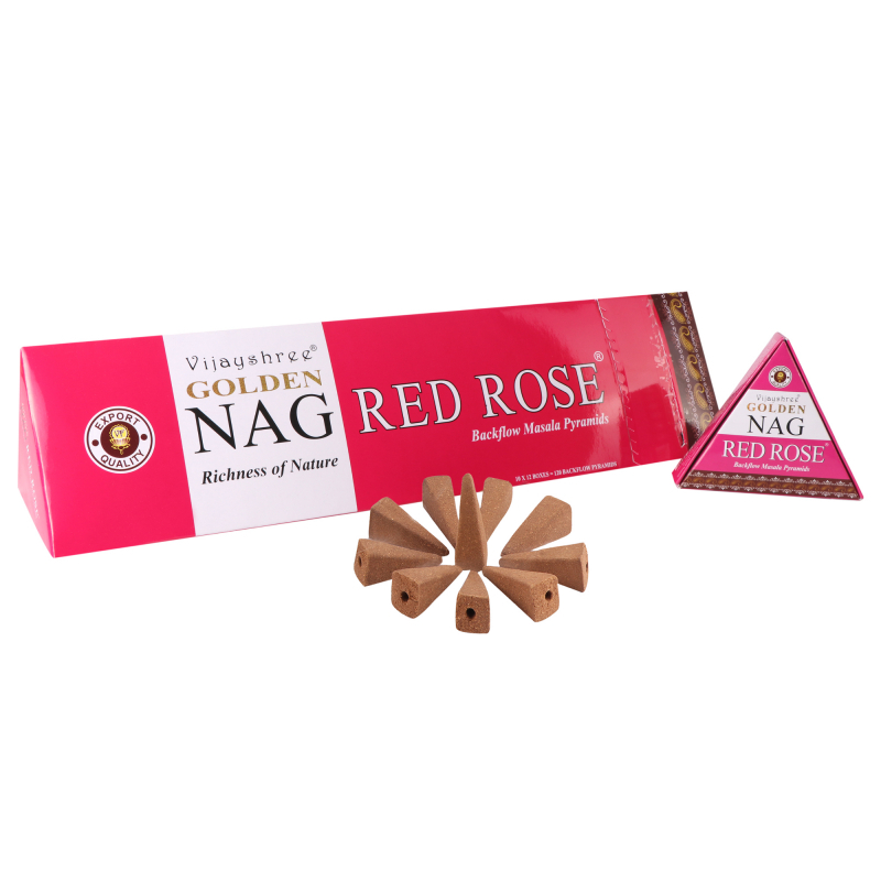Duftkegel GOLDEN NAG - fließender Rauch - Rote Rose