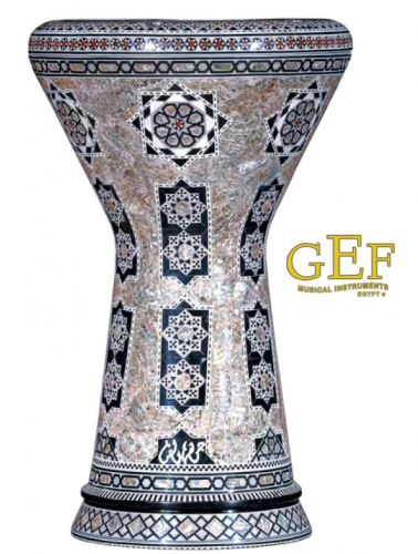 Gawharet EL Fan-Darbuka (Doumbek) Soumbaty Perlmuttverzierungen 9x19