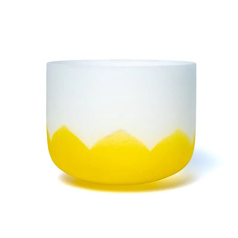 Gelbe Kristall-Singende Lotus-Schale - Chakra 3 - 30cm, E-Ton, 432Hz