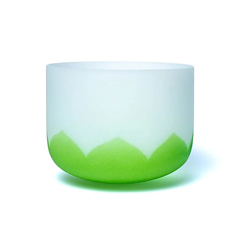 Grüne Kristall Sing-Schale Lotos - Chakra 4 - 30cm, F-Ton, 432Hz