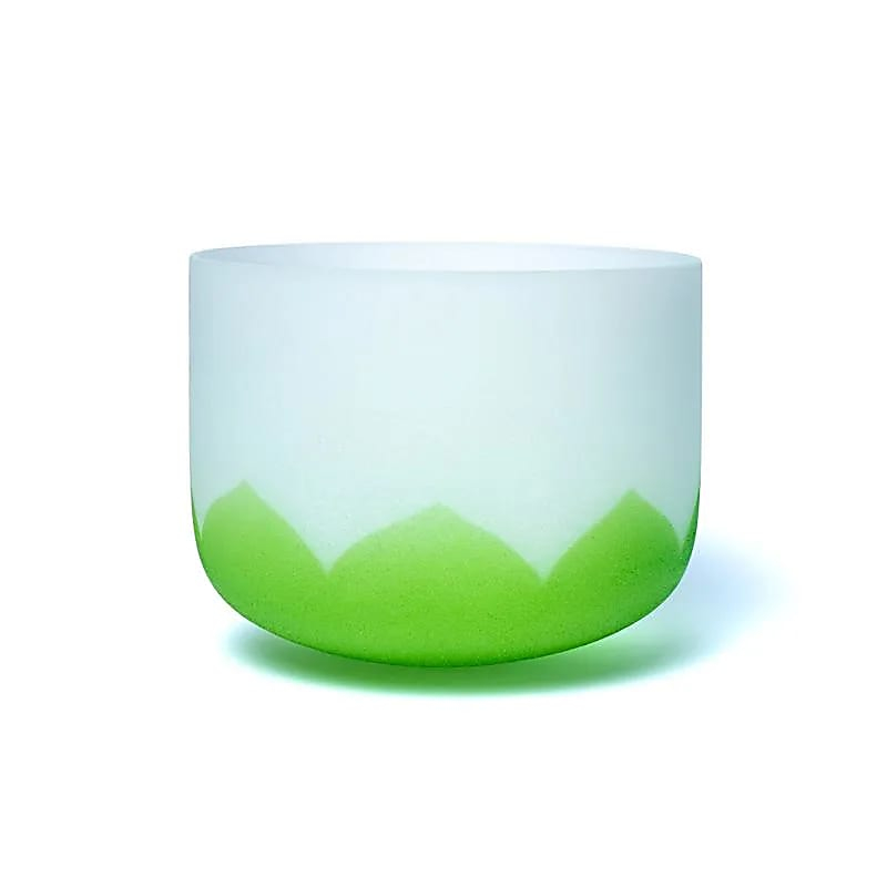Grüne Kristall-Singende Lotus Schale - Chakra 4 - 20cm, F-Ton, 432Hz