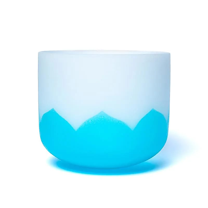 Hellblaue Kristall-Singingschale Lotus - Chakra 5 - 30cm, G-Ton, 432Hz