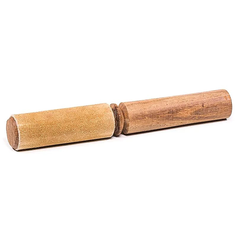 Holzschlägel für tibetische Schüssel mit hellbraunem Wildleder, 19cm