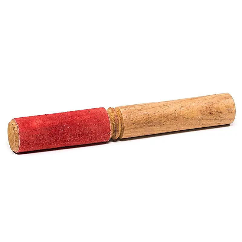 Holzschlägel für tibetische Schüssel mit rotem Wildleder, 19cm