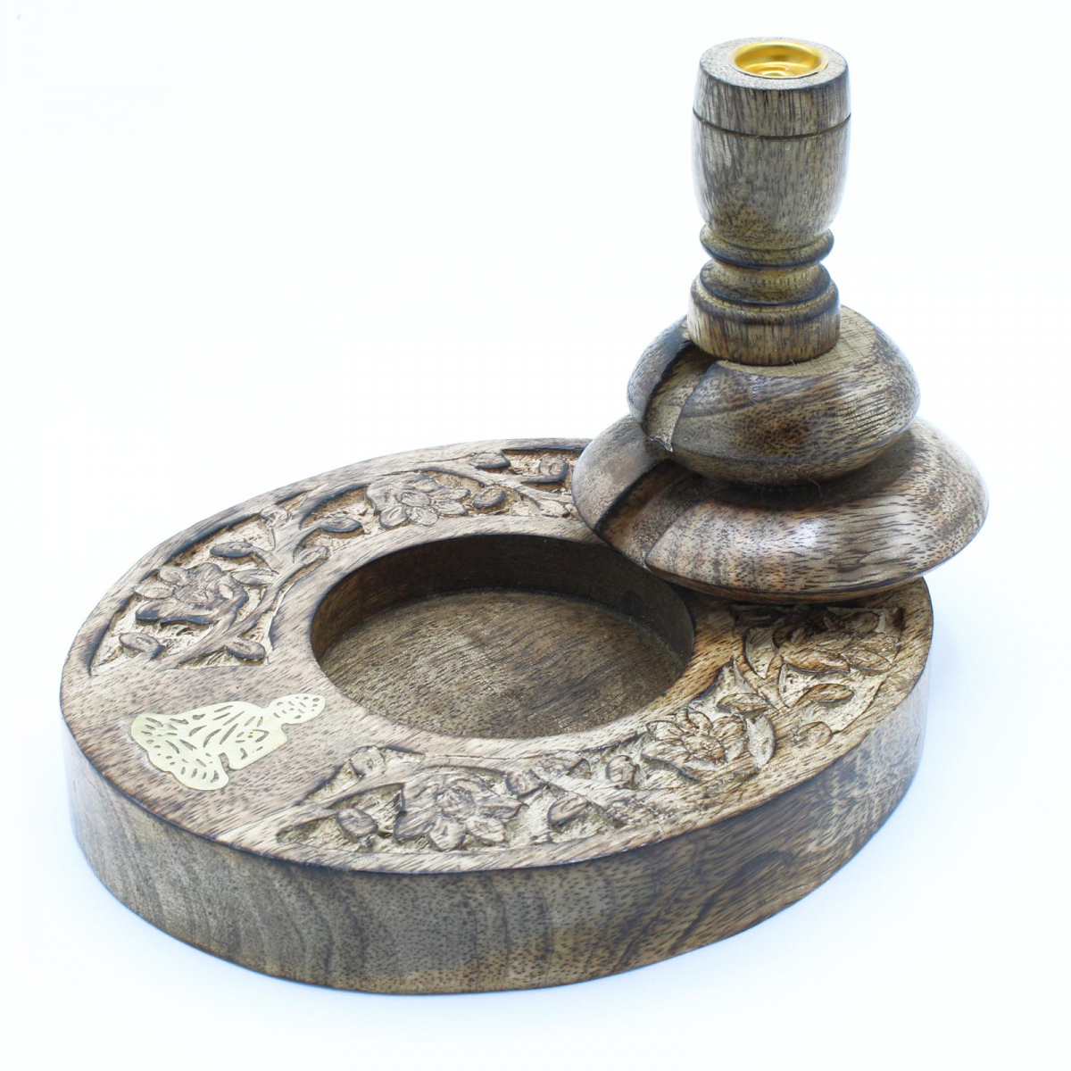 Holzständer für Kegel mit fließendem Rauch - Mittelgroß - Buddha