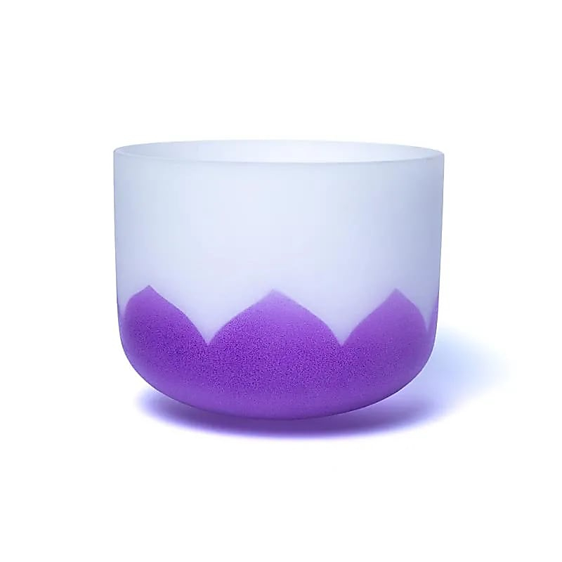 Lila Kristall Singende Schale Lotus - Chakra 7 - 20cm, B-Ton, 432Hz