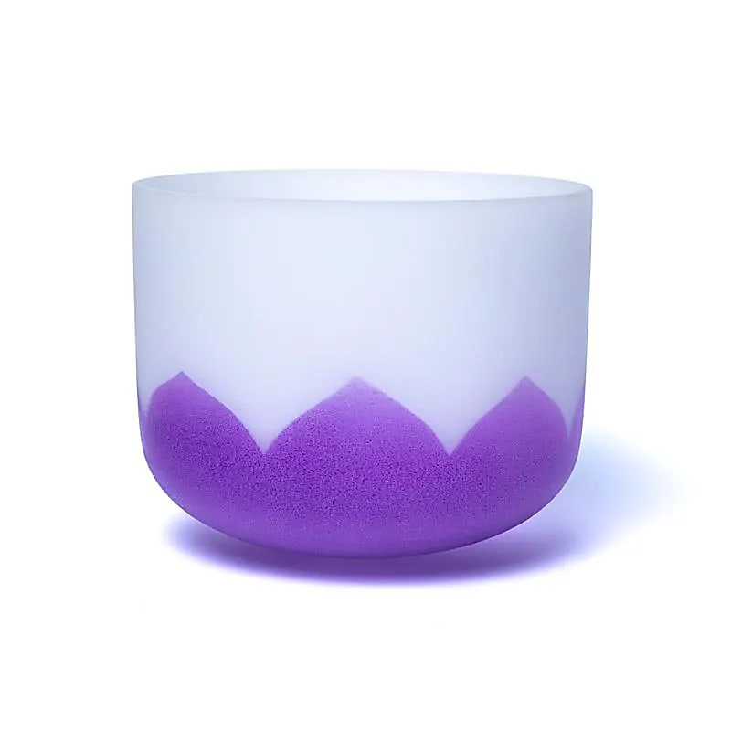 Lila Kristall Singende Schüssel Lotus - Chakra 7 - 30cm, B-Ton, 432Hz