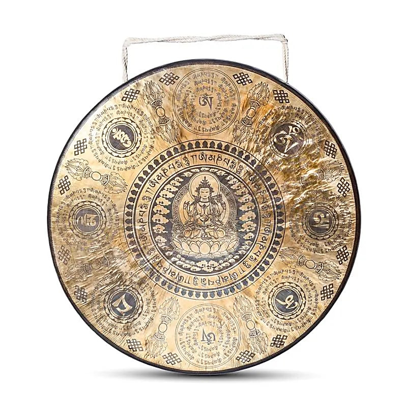 Nepalesischer Gong Chenrezig 60 cm - gravierte Meditationsgong (9,5 kg)
