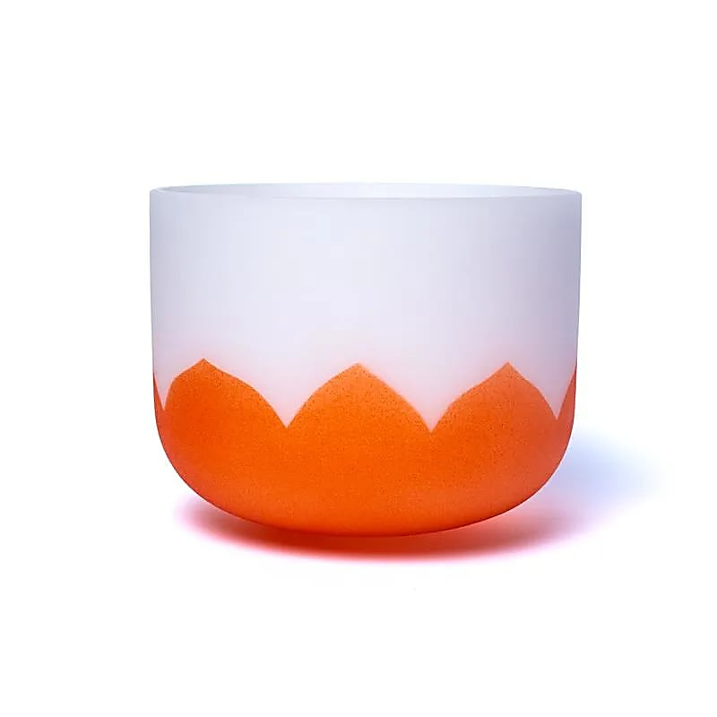 Orange Kristall Singende Schale Lotus - Chakra 2 - 20cm, D-Ton, 432Hz