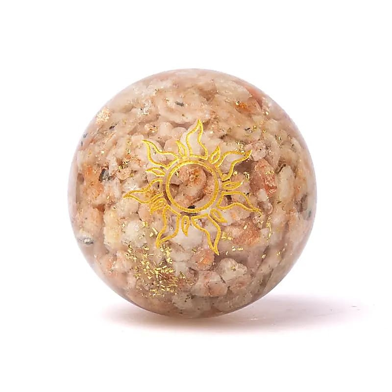 Orgonit-Kugel – Sonnenstein mit Sonnensymbol