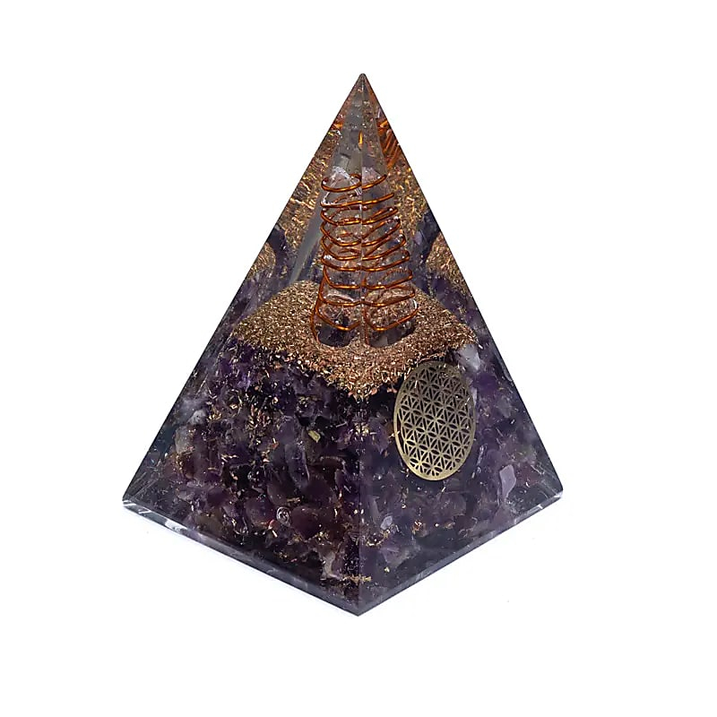 Orgonit-Pyramide – Amethyst Blume des Lebens