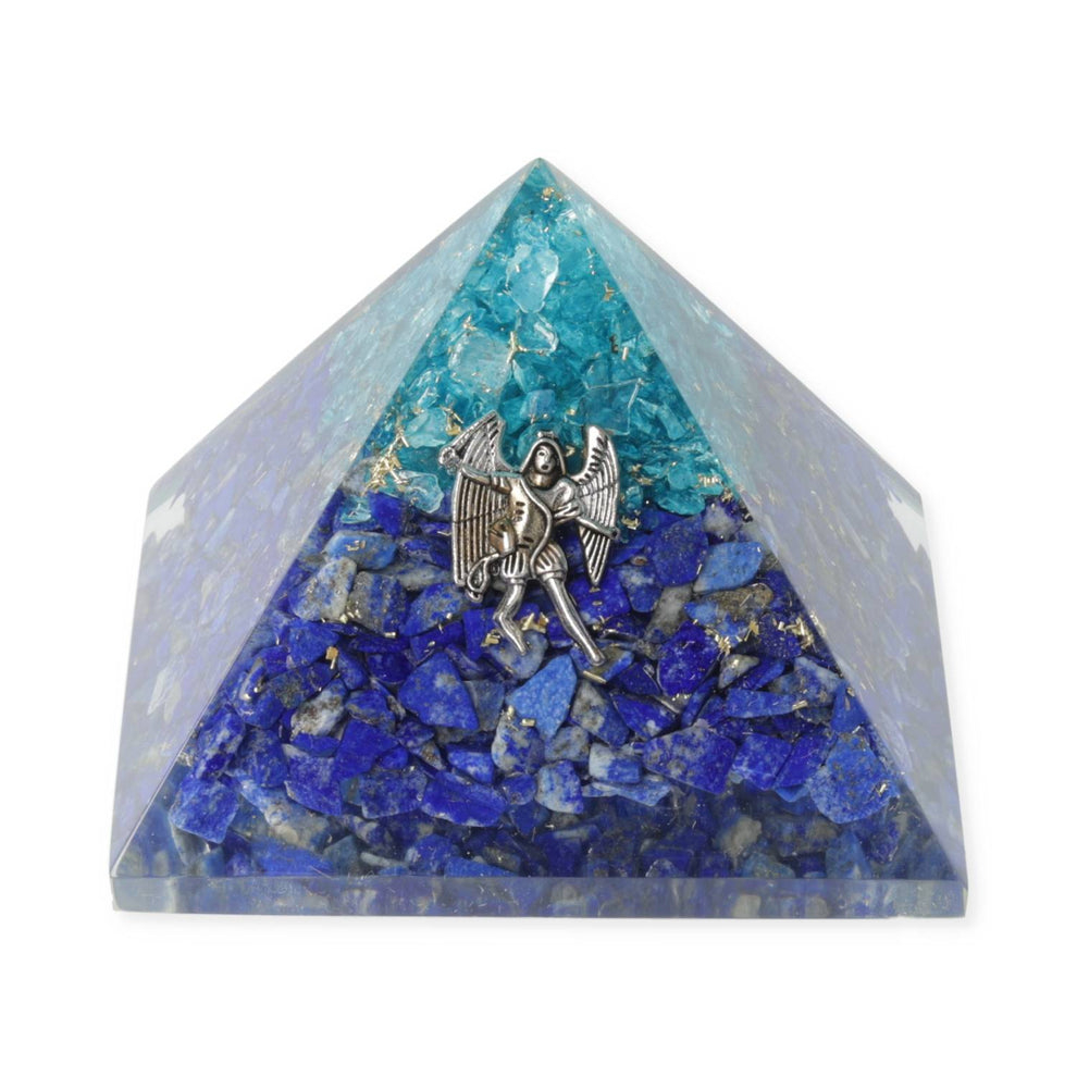 Orgonit-Pyramide – Lapislazuli und Aquamarin mit Erzengel Michael