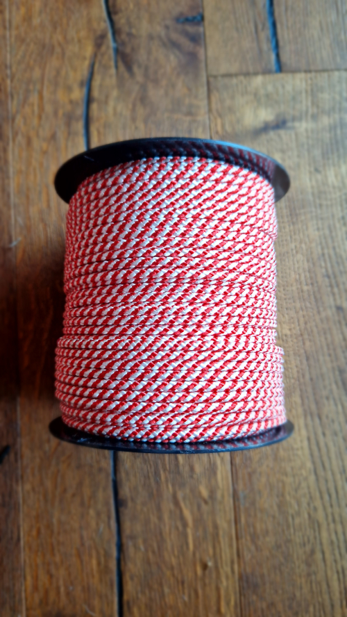 PROFESSIONELLE DJEMBE-SCHNUR 5,5 MM MIT KERN Rot - Weiß 1M