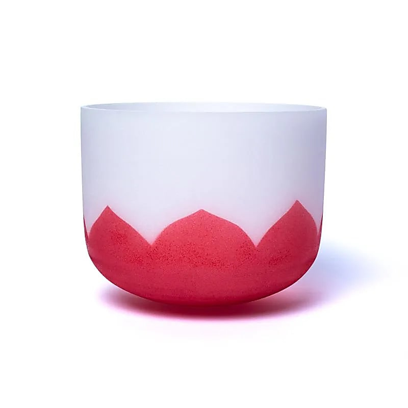 Rote Kristallschale singend - Lotus - Chakra 1 - 20cm, C-Ton, 432Hz