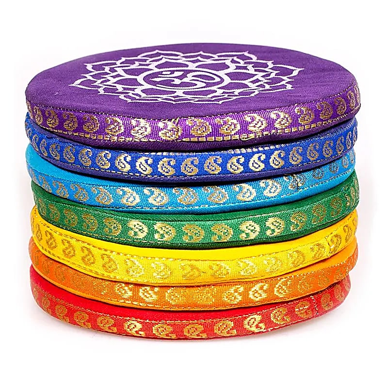 Set Kissen für tibetische Schalen - 7 Chakren (14,5cm)