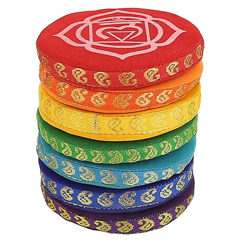 Set Kissen für tibetische Schalen - 7 Chakren (9,5cm)