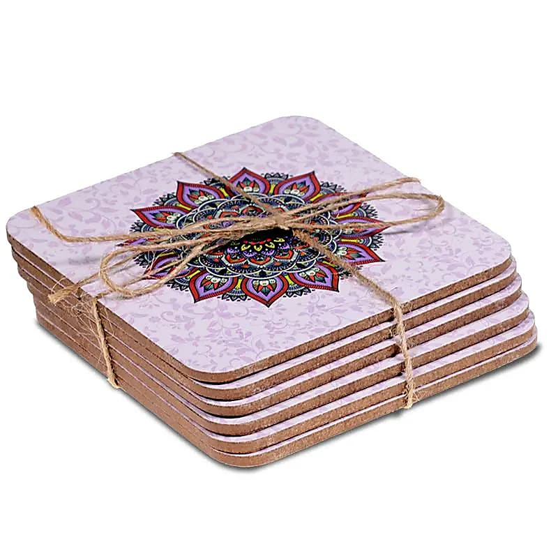 Set Untersetzer - Mandala (lila), 6 Stk, 10 x 10 cm
