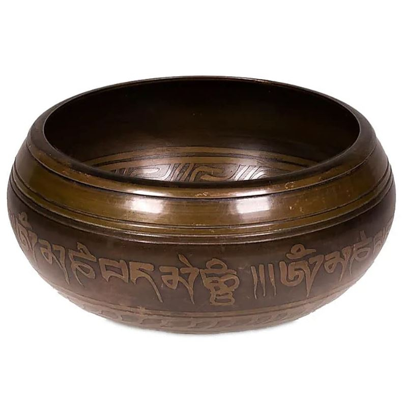 Singende tibetische Schale mit Tara-Relief ±1000g