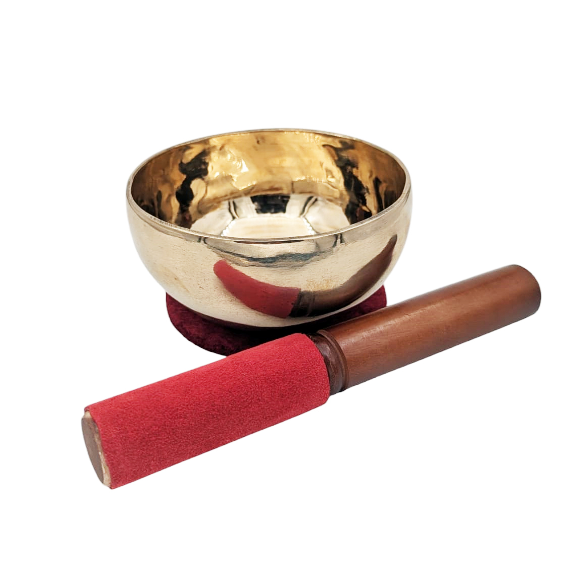 Tibetanische handgehämmerte Singing Bowl 600-750g, 14-15cm mit Schlägel und Unterlage, Sundara